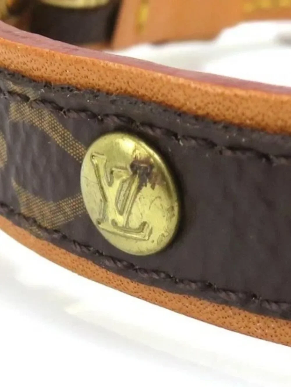 Auth LOUIS VUITTON Monogram Collier Baxter PM Dog Collar Brown M58072 - e61850r